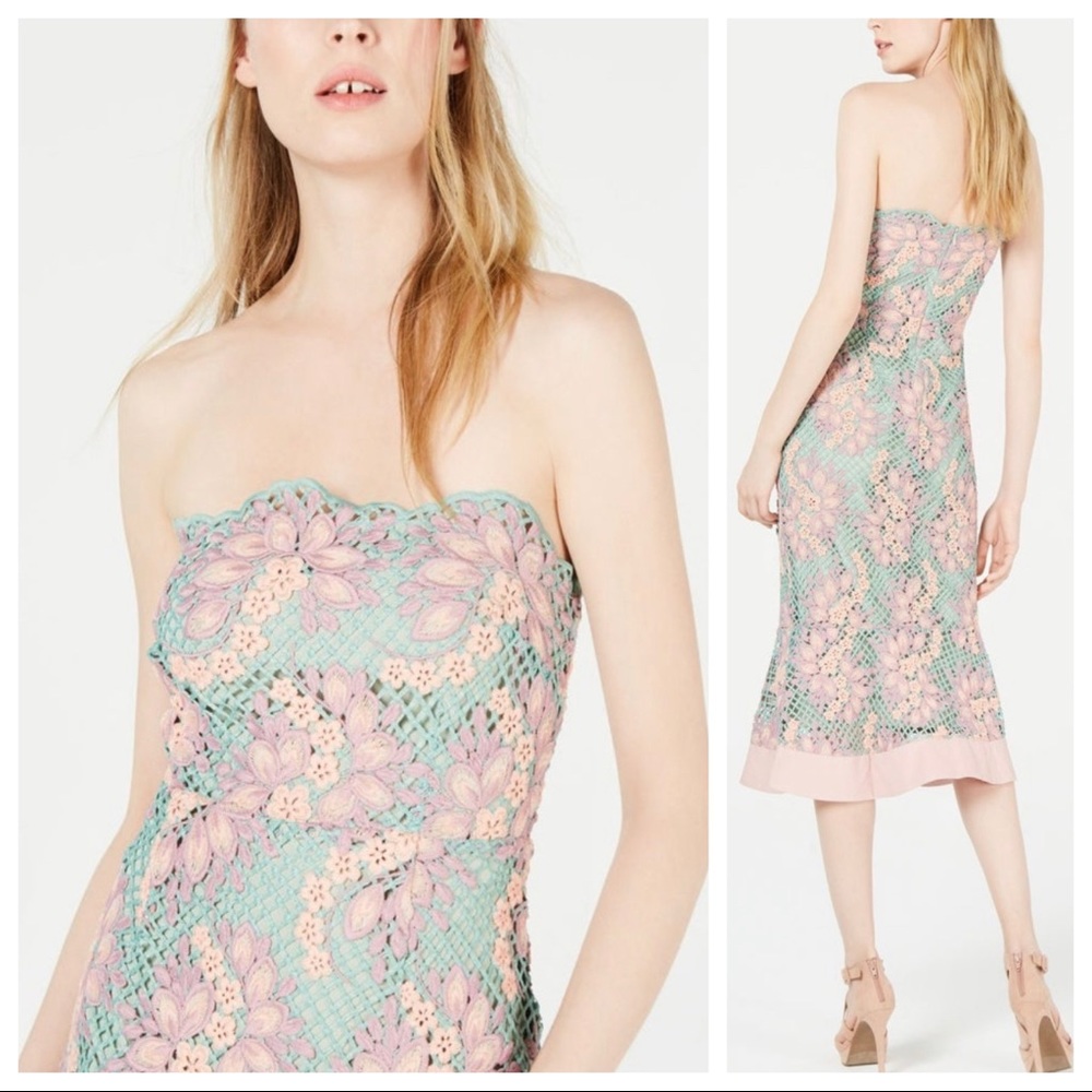 Foxiedox Jasmine Strapless Lace Midi Dress